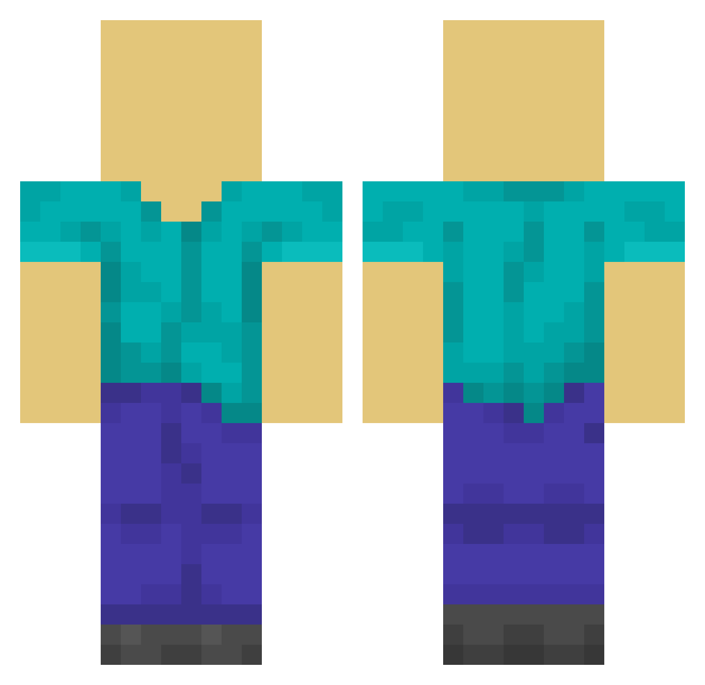 qopcat Minecraft skin, front and back view