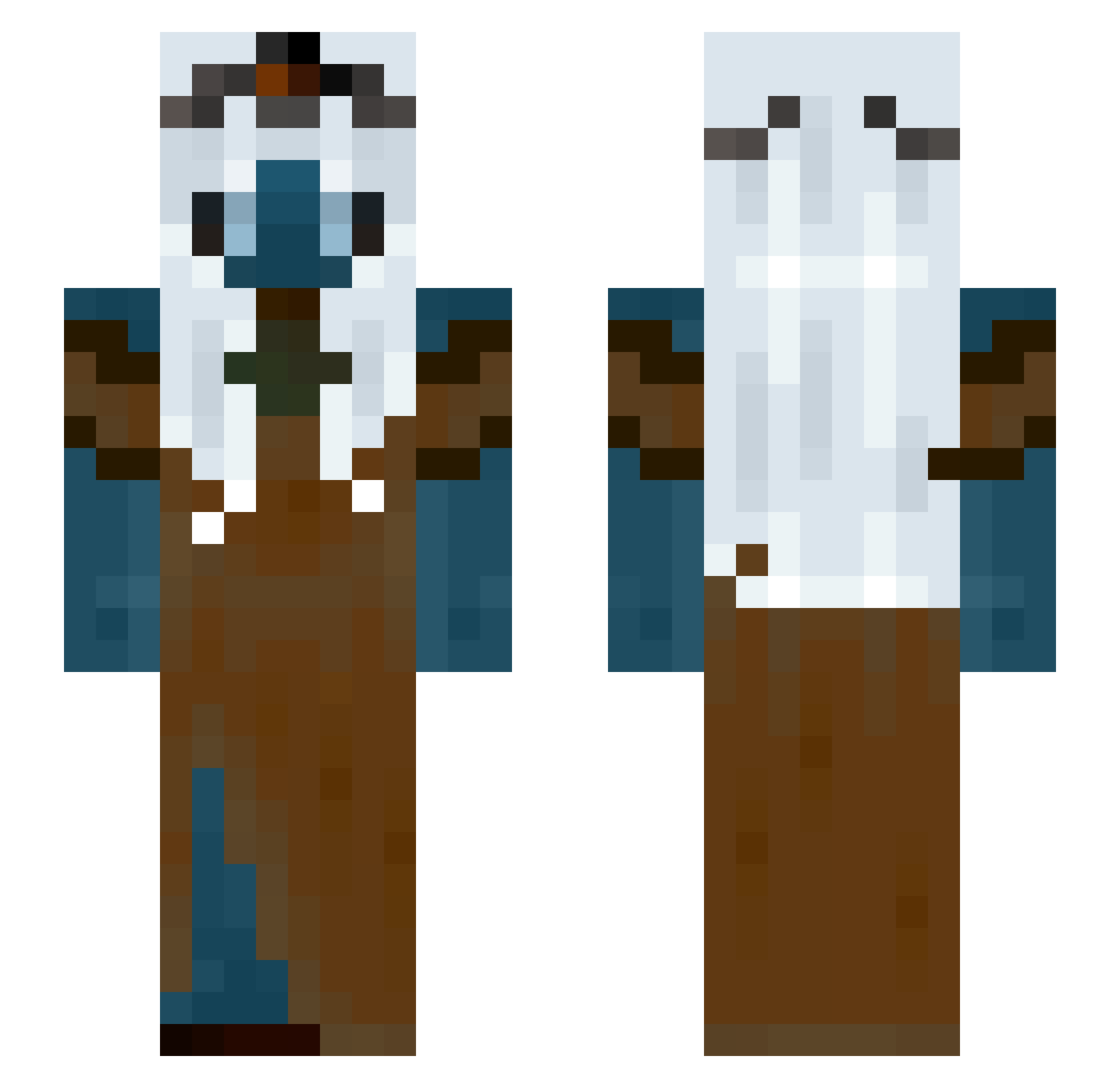 Antisiber Minecraft skin, front and back view