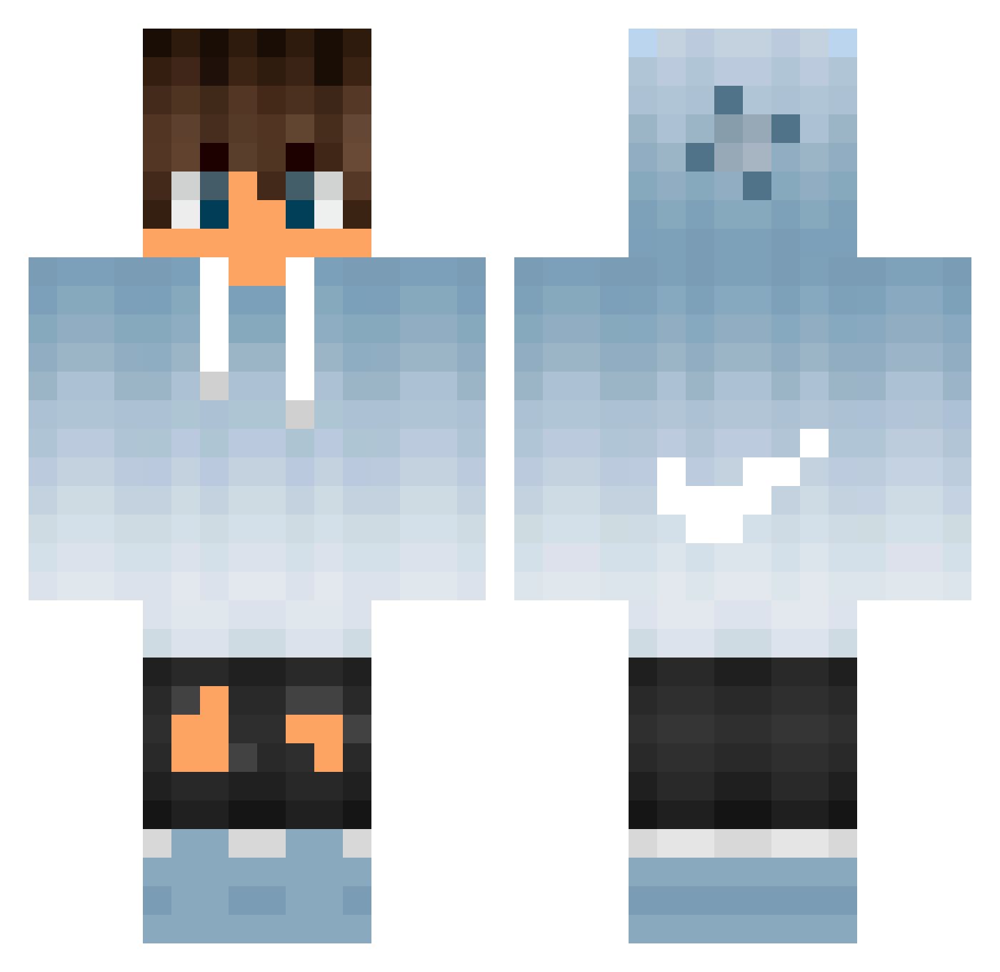 LogikDemon Minecraft skin, front and back view