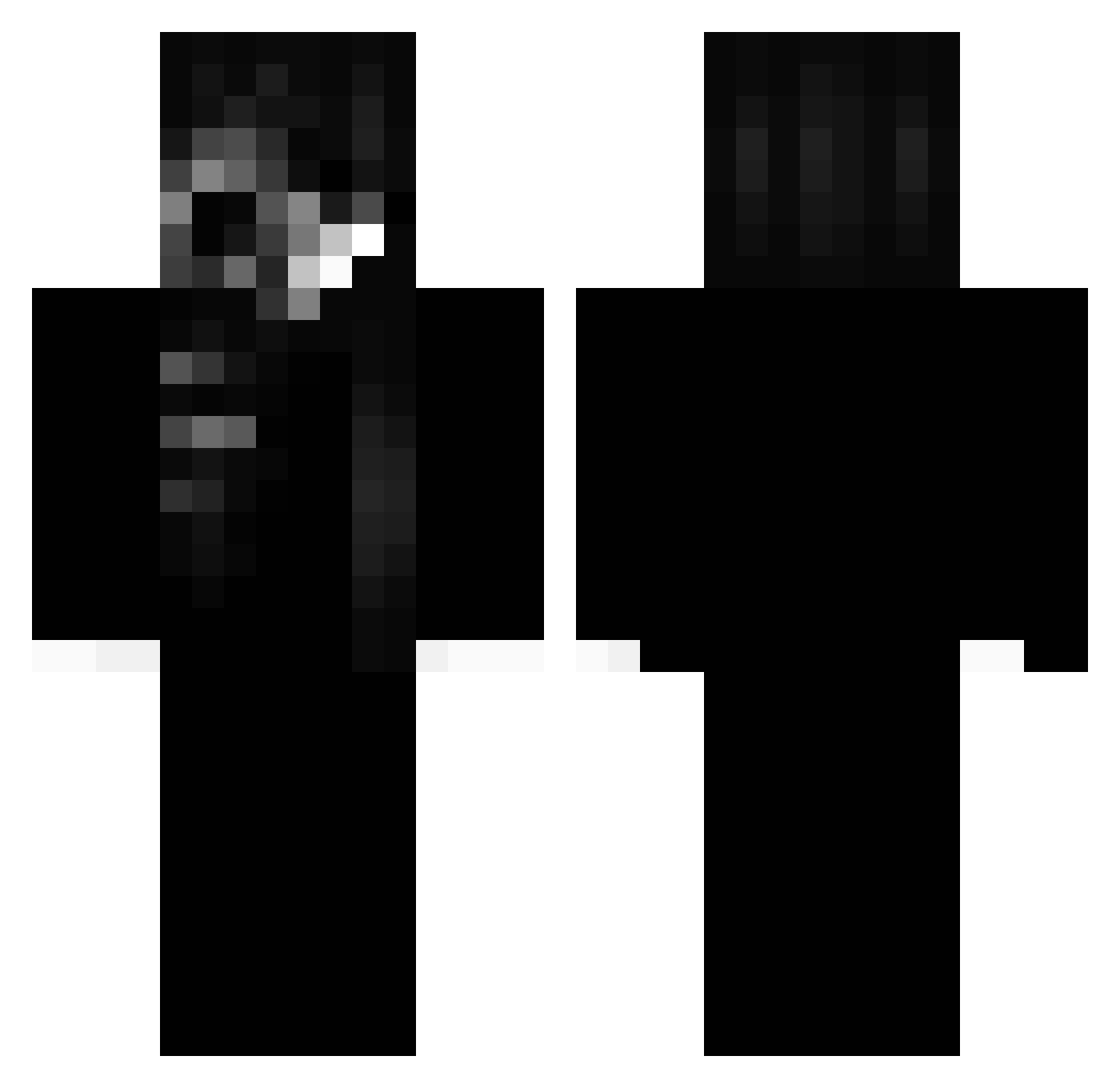 an9eln Minecraft skin, front and back view