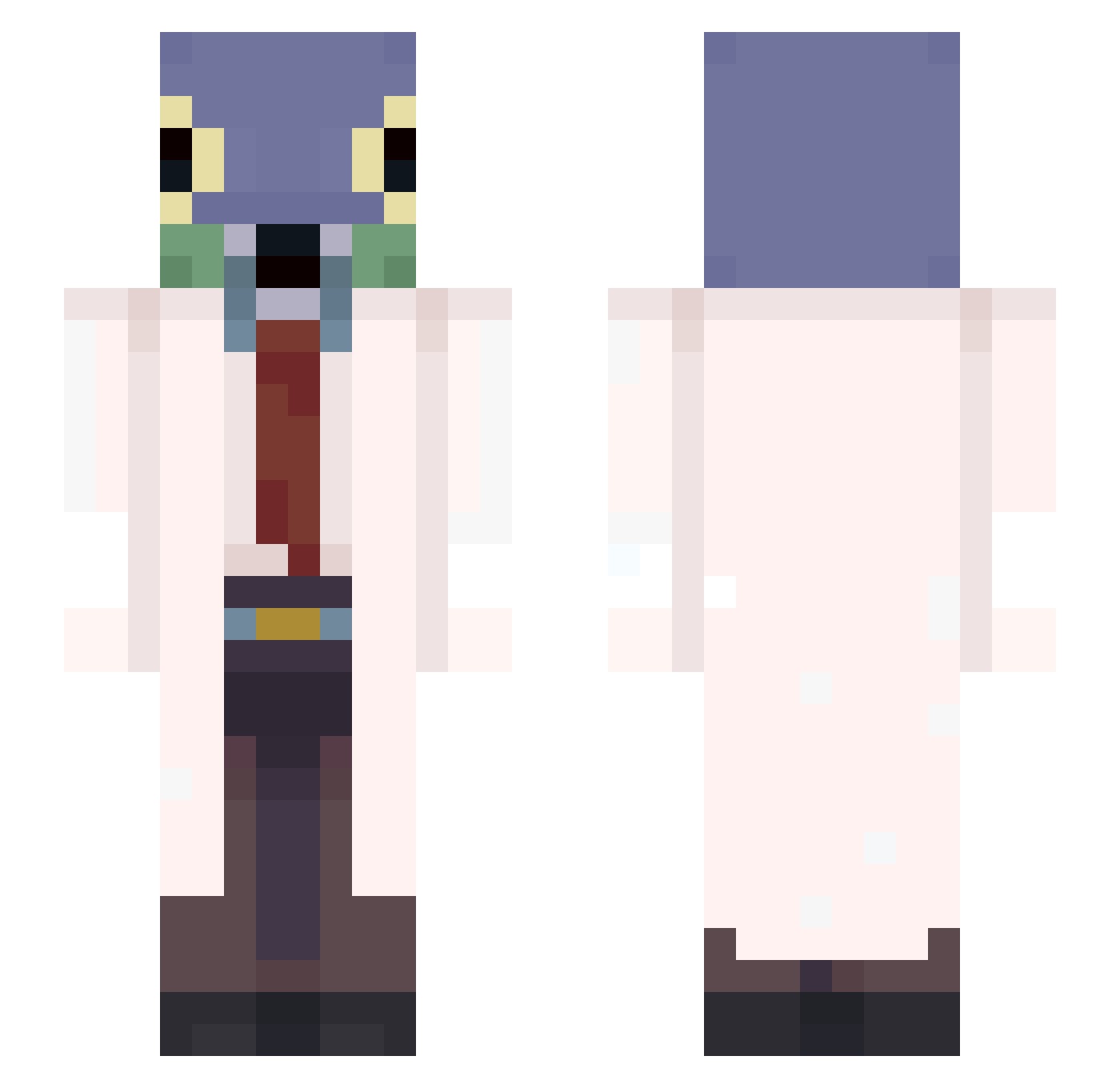 v1sion800 Minecraft skin, front and back view