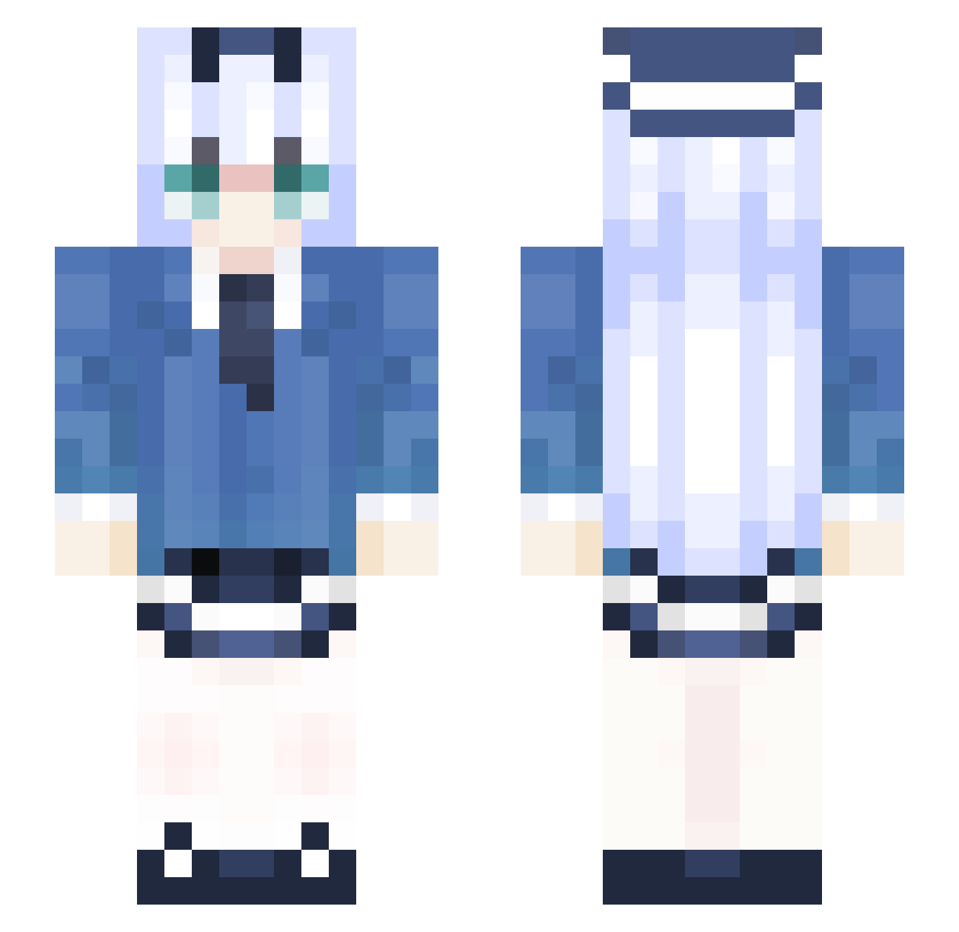 BoboBird Minecraft skin, front and back view