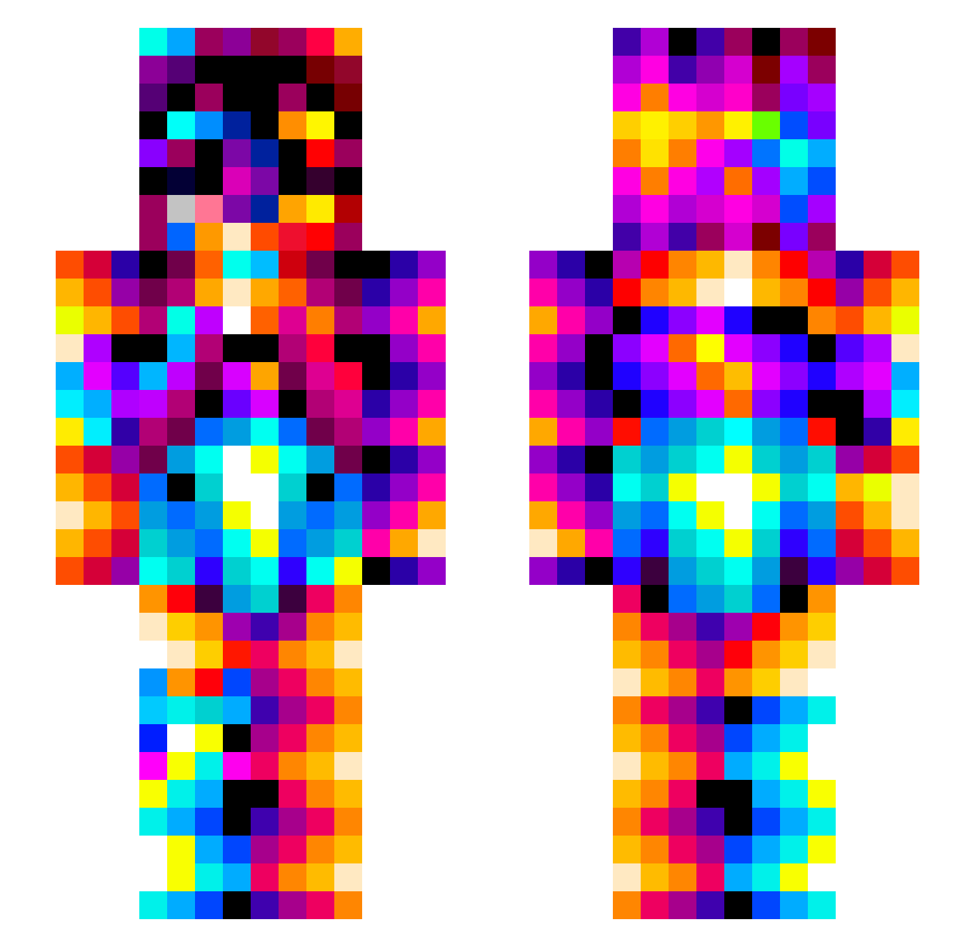 Q8aid Minecraft skin, front and back view