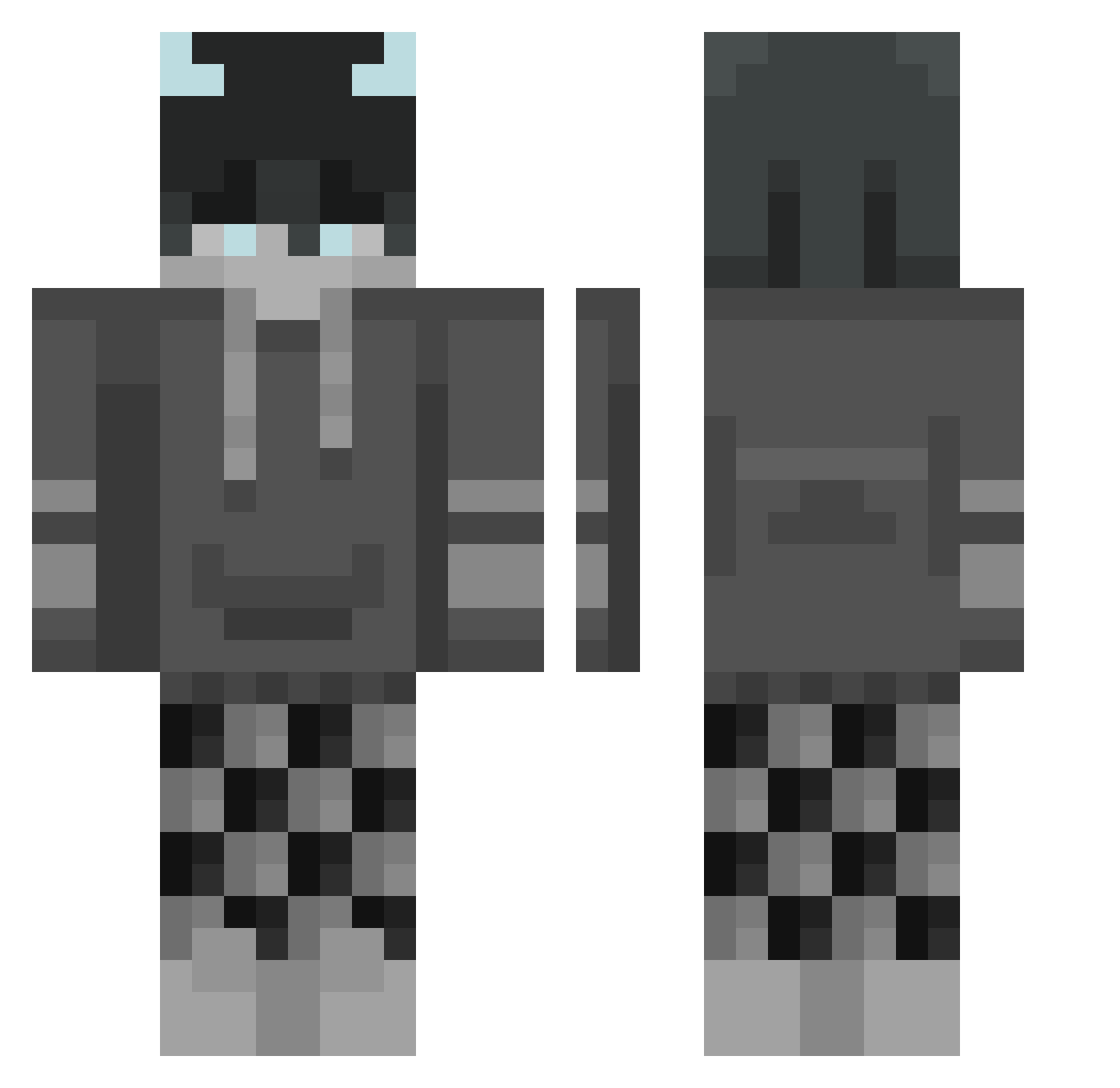 Yali0 Minecraft skin, front and back view