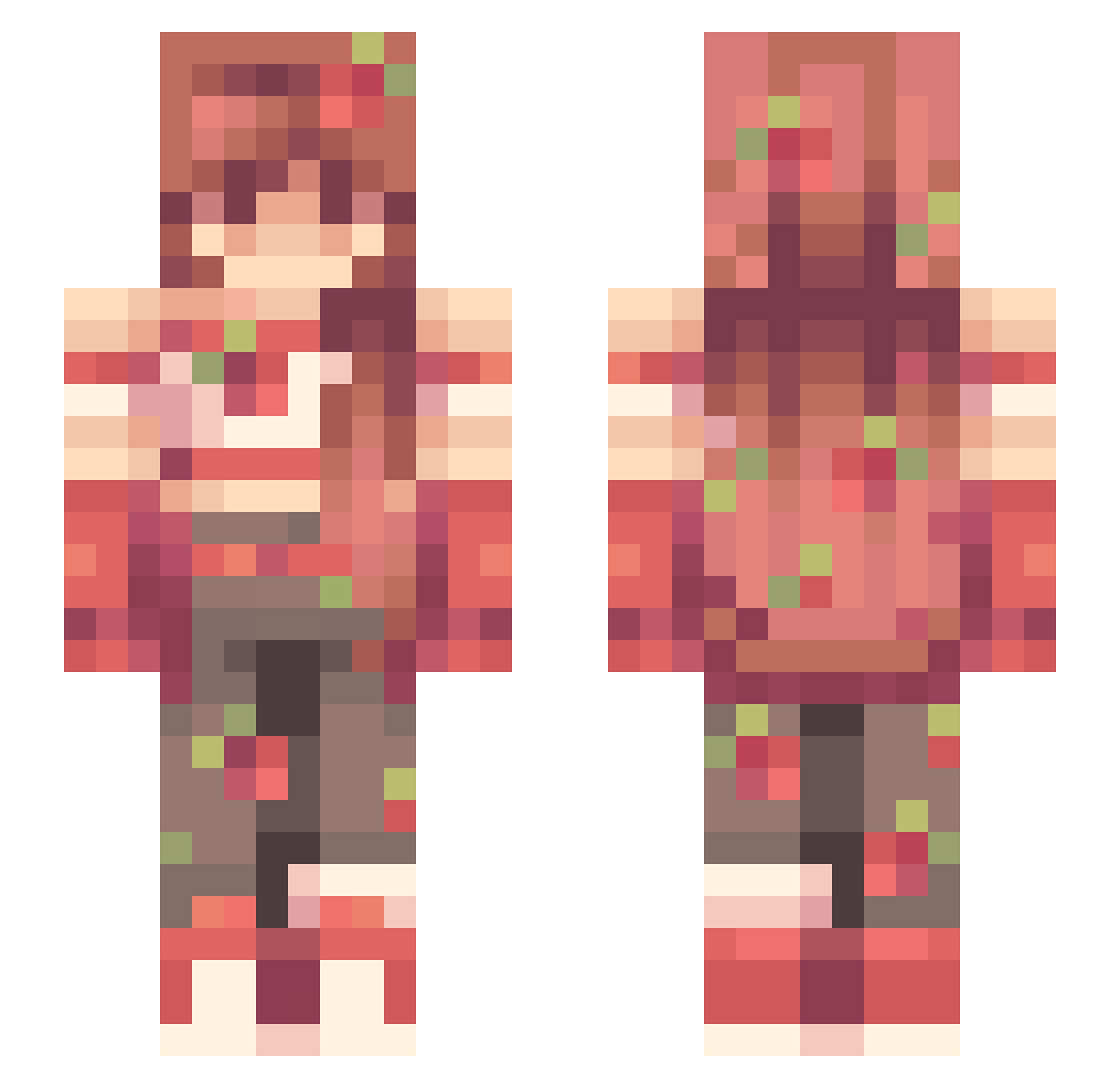rctrored Minecraft skin, front and back view