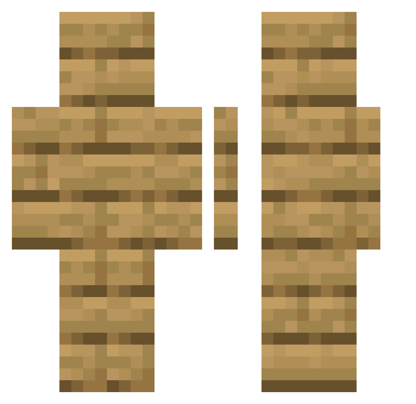 packmeup Minecraft skin, front and back view
