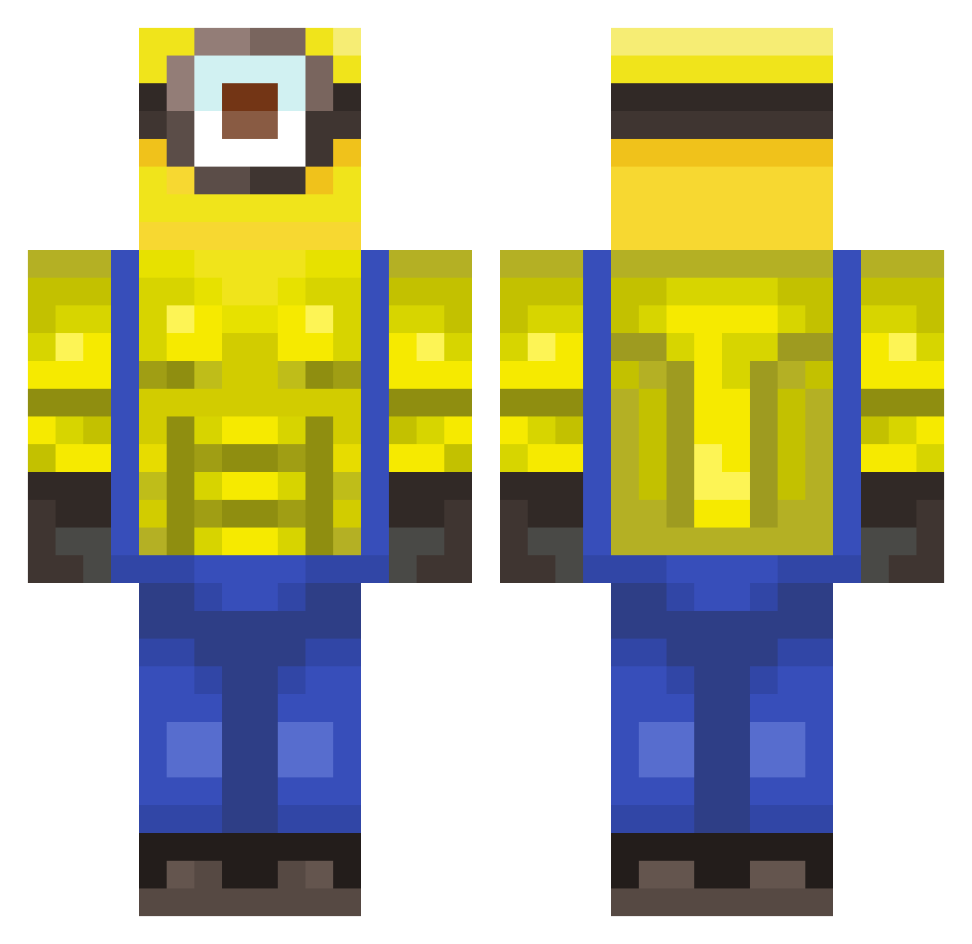 ZebruhMutt Minecraft skin, front and back view