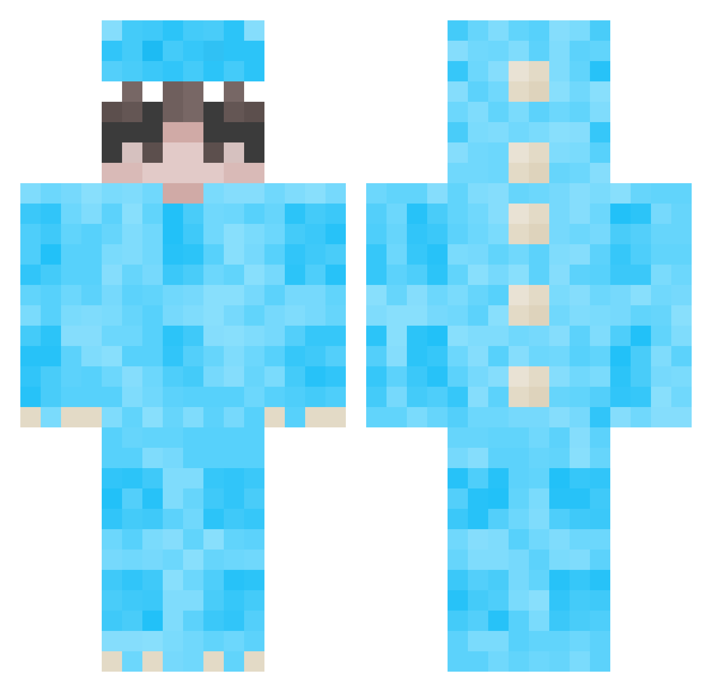 Modest_sword Minecraft skin, front and back view