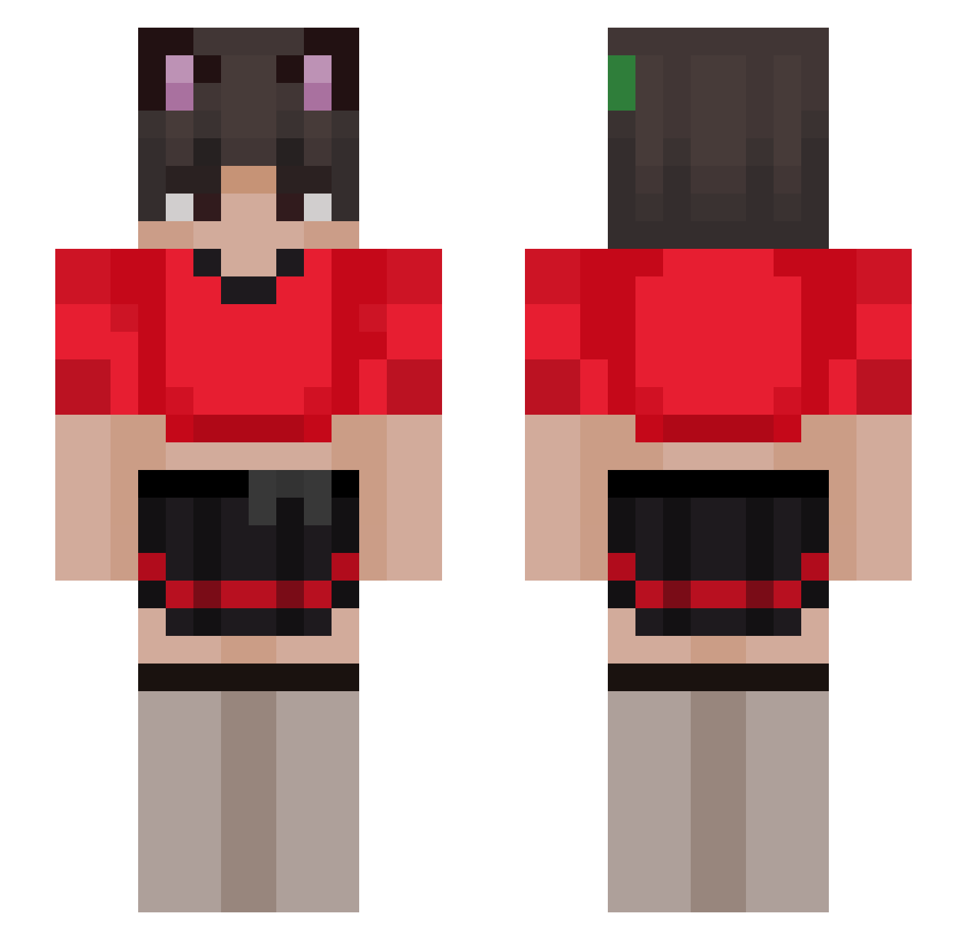 StarboundVal Minecraft skin, front and back view