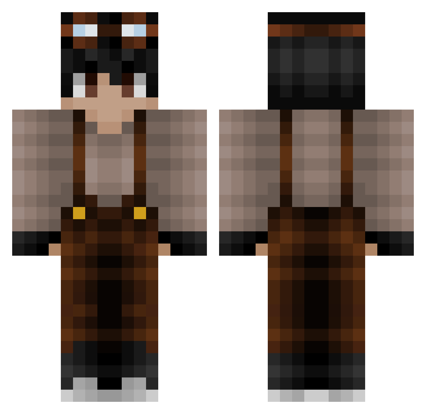 RagnaHoot Minecraft skin, front and back view