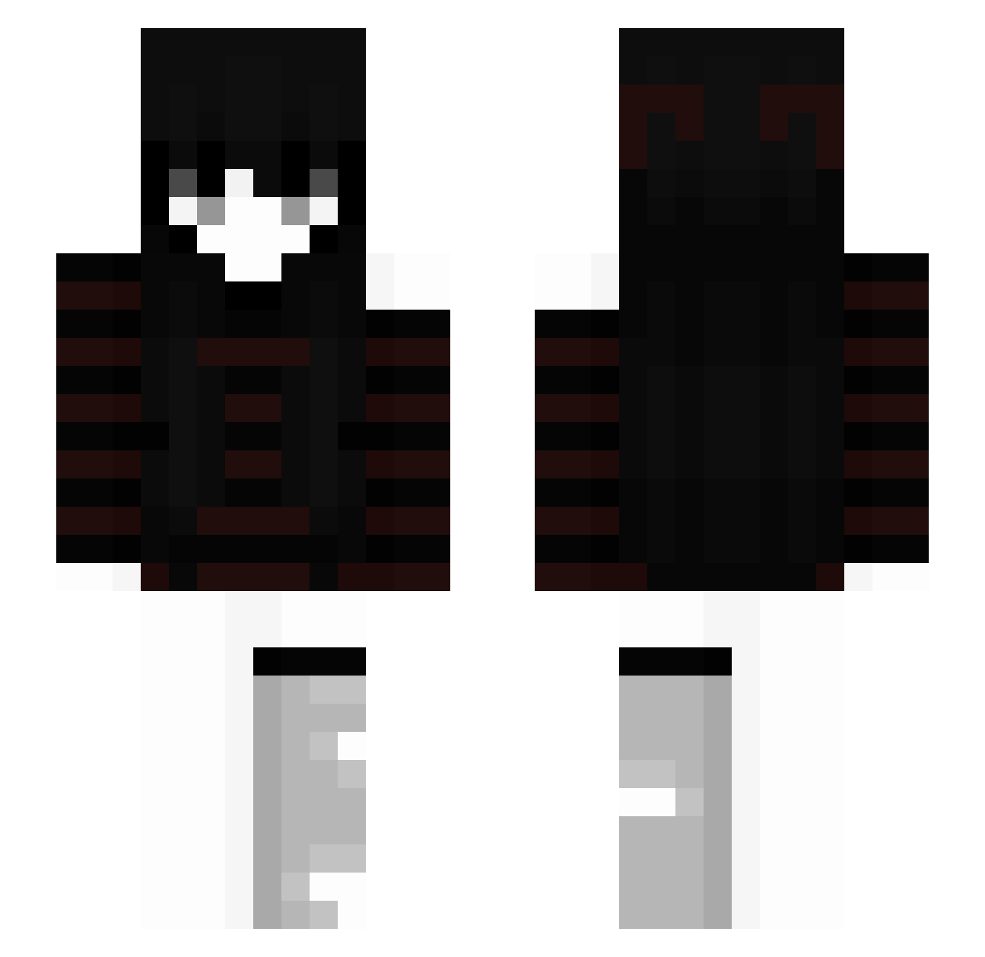 waifed Minecraft skin, front and back view