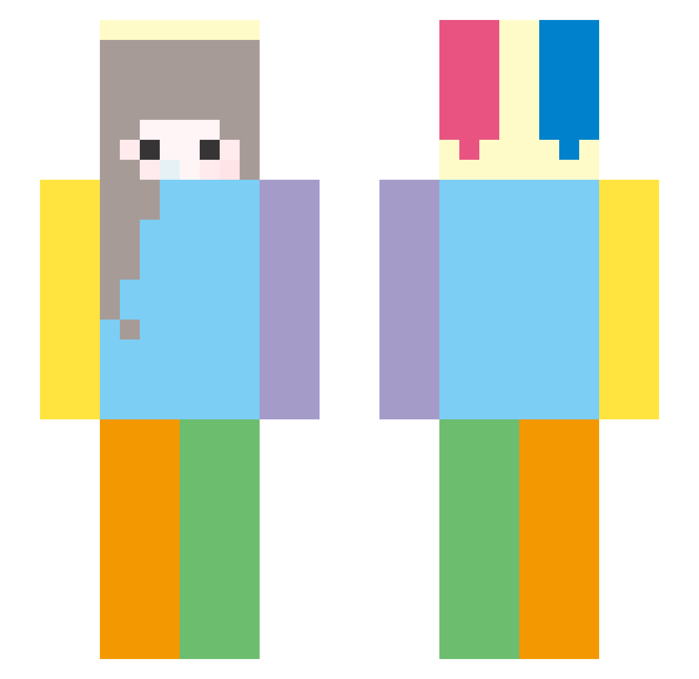 usahanni Minecraft skin, front and back view