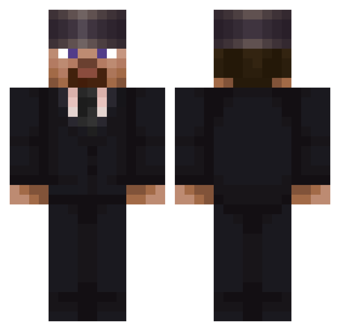 Tkinho Minecraft skin, front and back view
