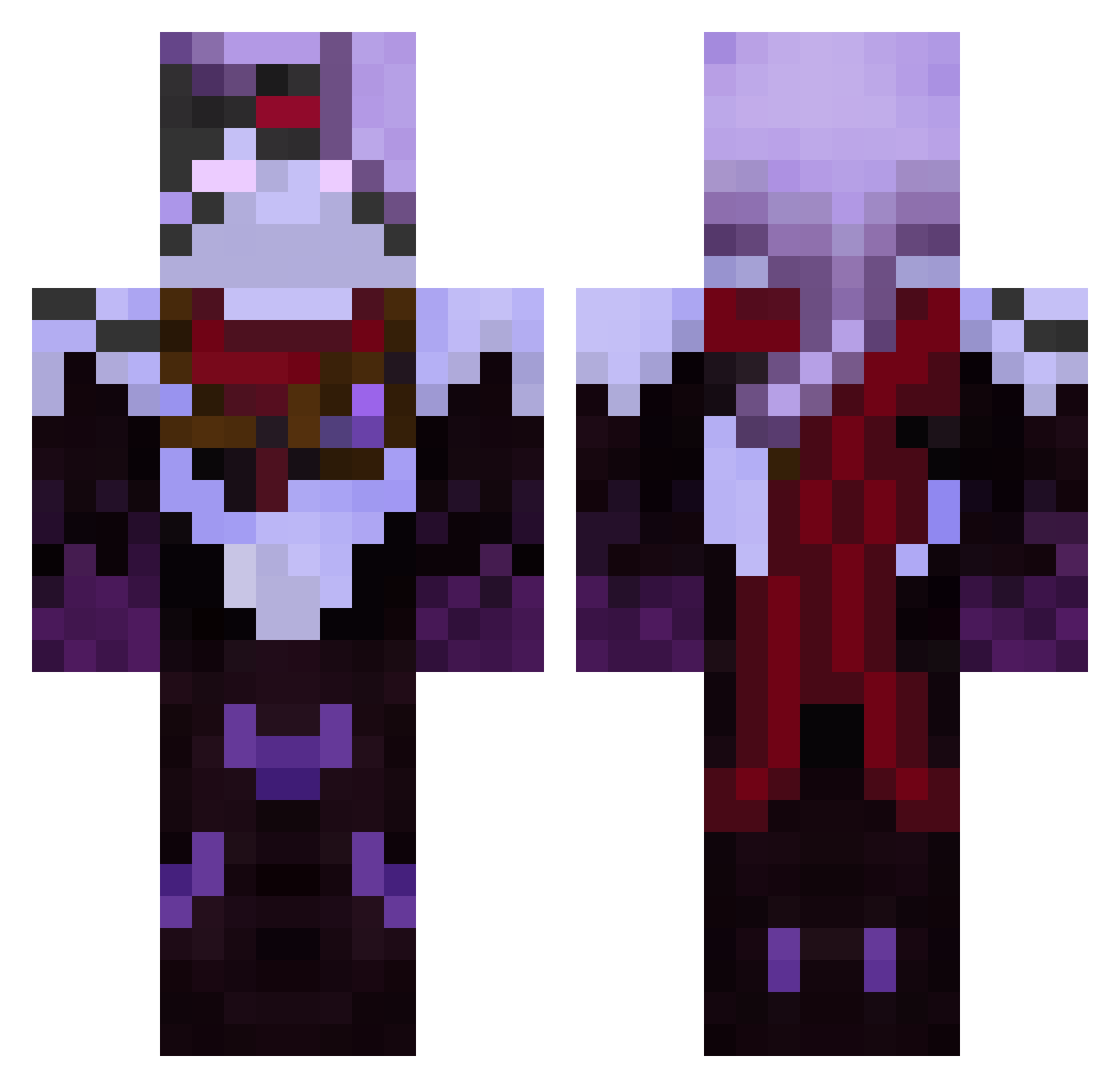 lZunil Minecraft skin, front and back view