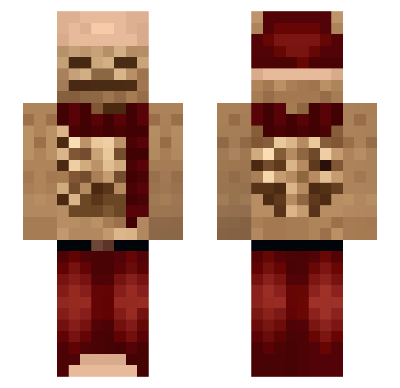 unmortful Minecraft skin, front and back view