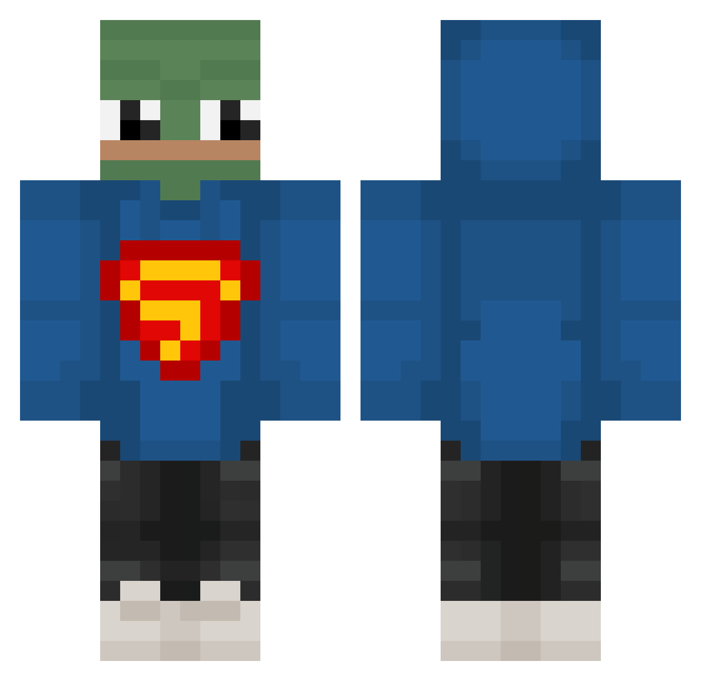 Vaxzx Minecraft skin, front and back view