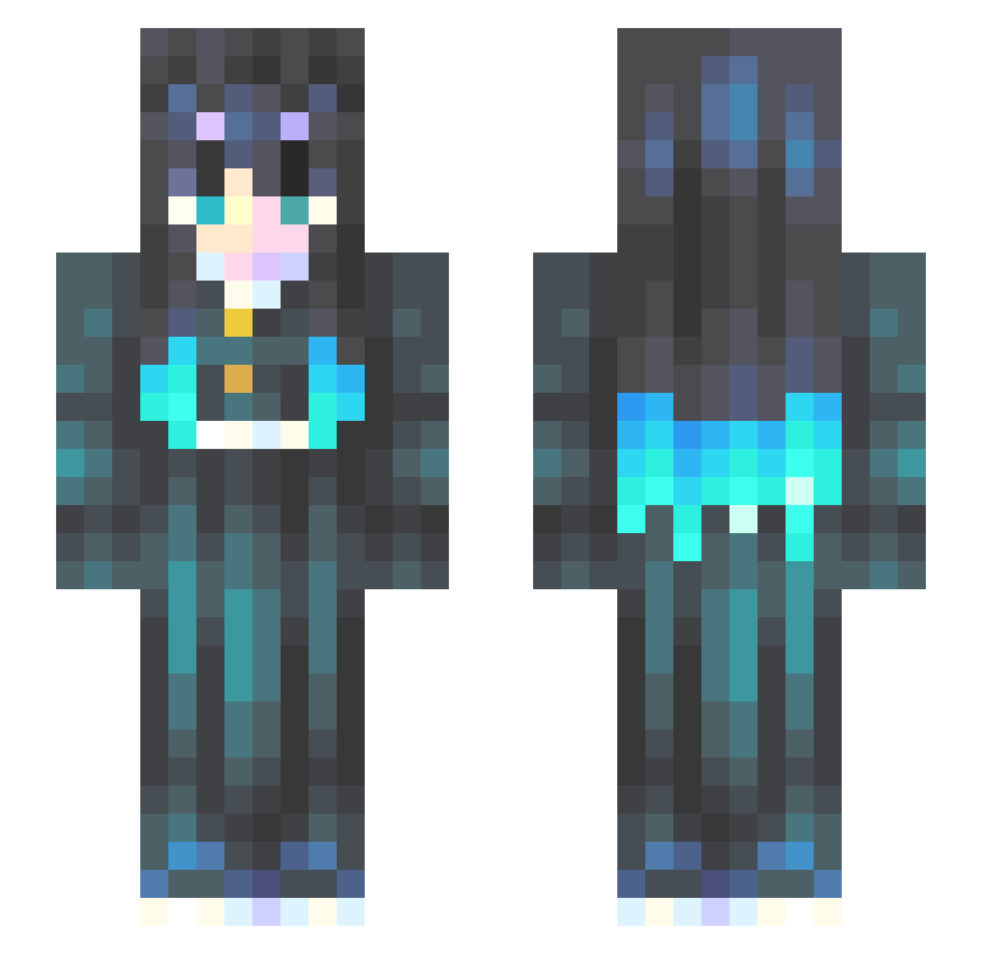 kiki_luna Minecraft skin, front and back view