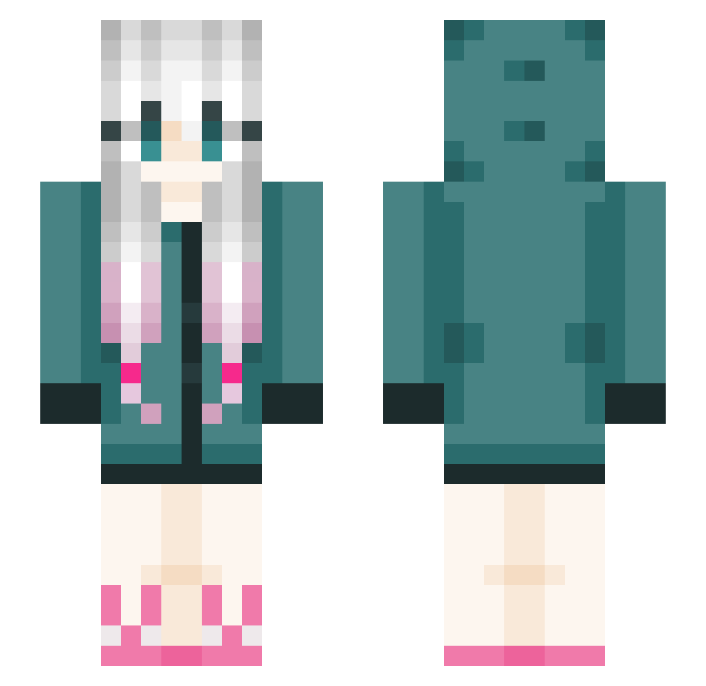 MiGodUwU Minecraft skin, front and back view