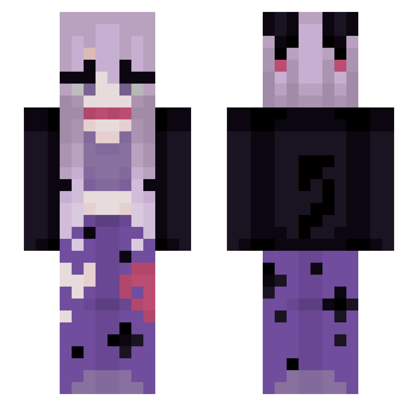 PurgeRemi Minecraft skin, front and back view