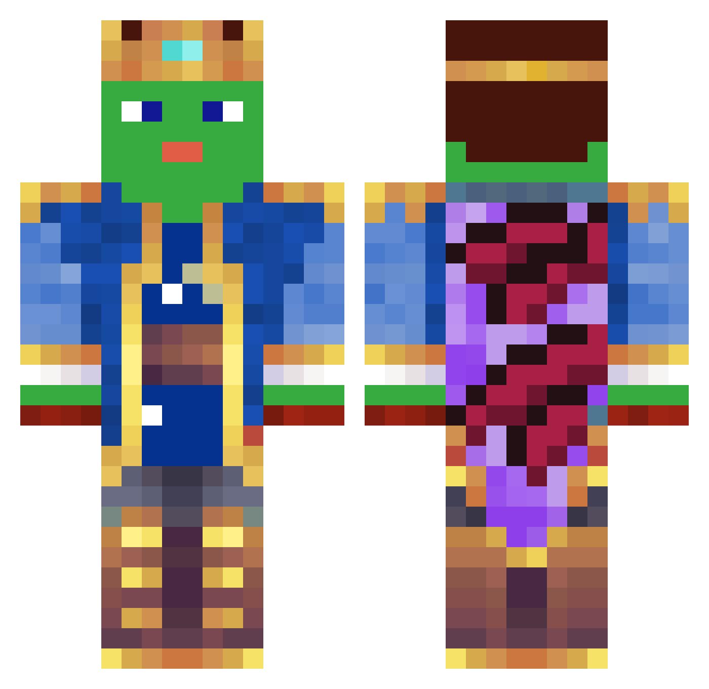 Glitchspider Minecraft skin, front and back view