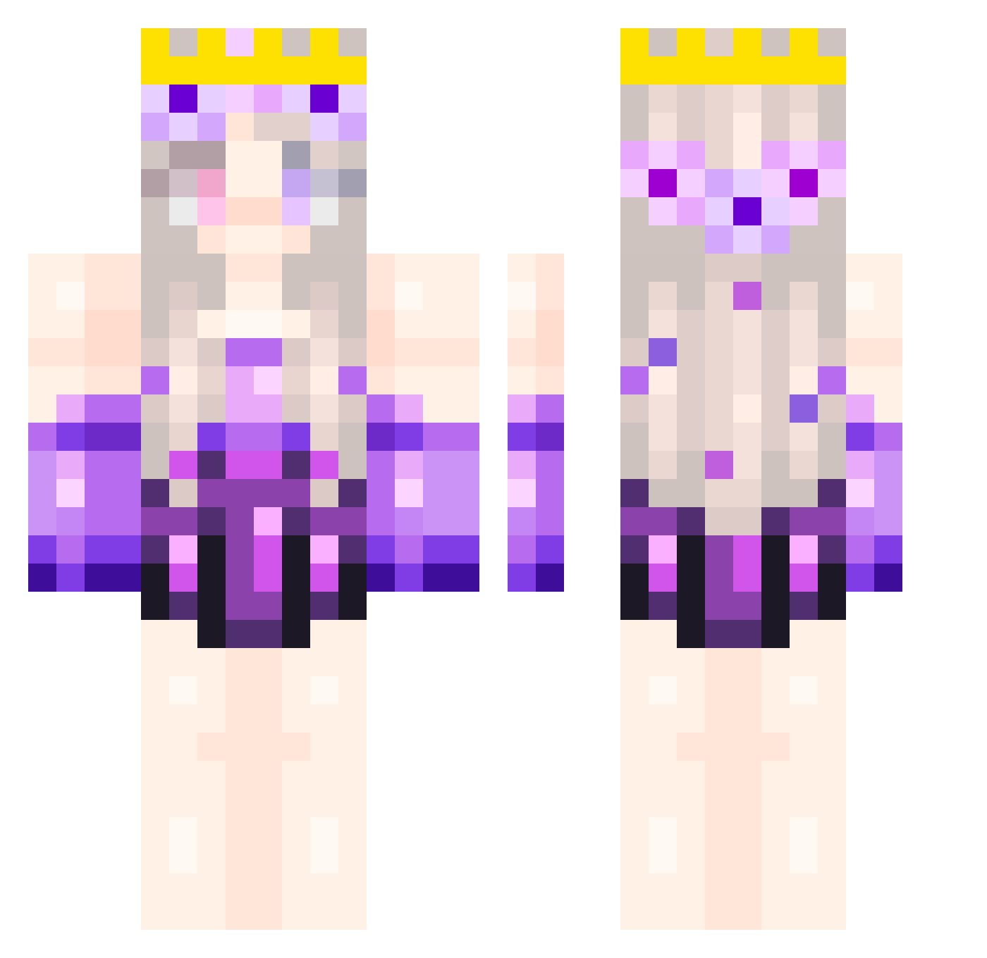 Pushinek123 Minecraft skin, front and back view