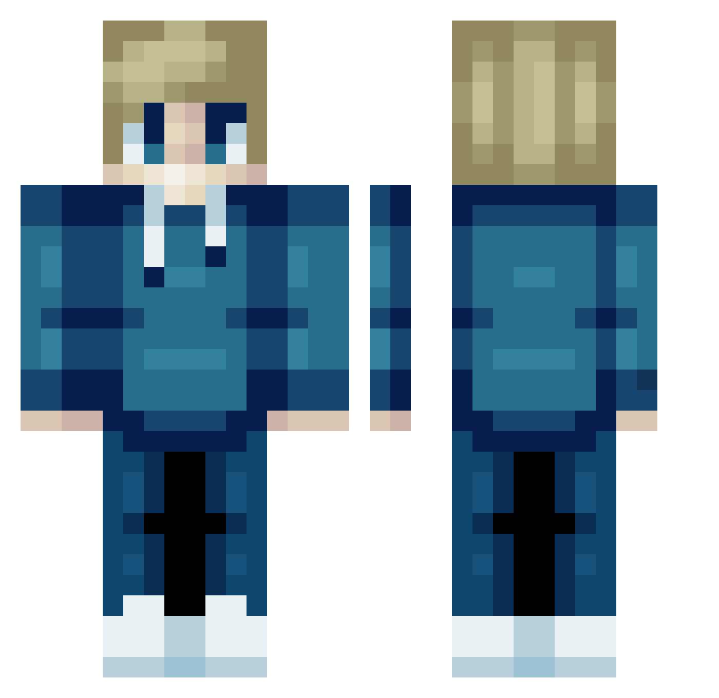 Flayke_ Minecraft skin, front and back view