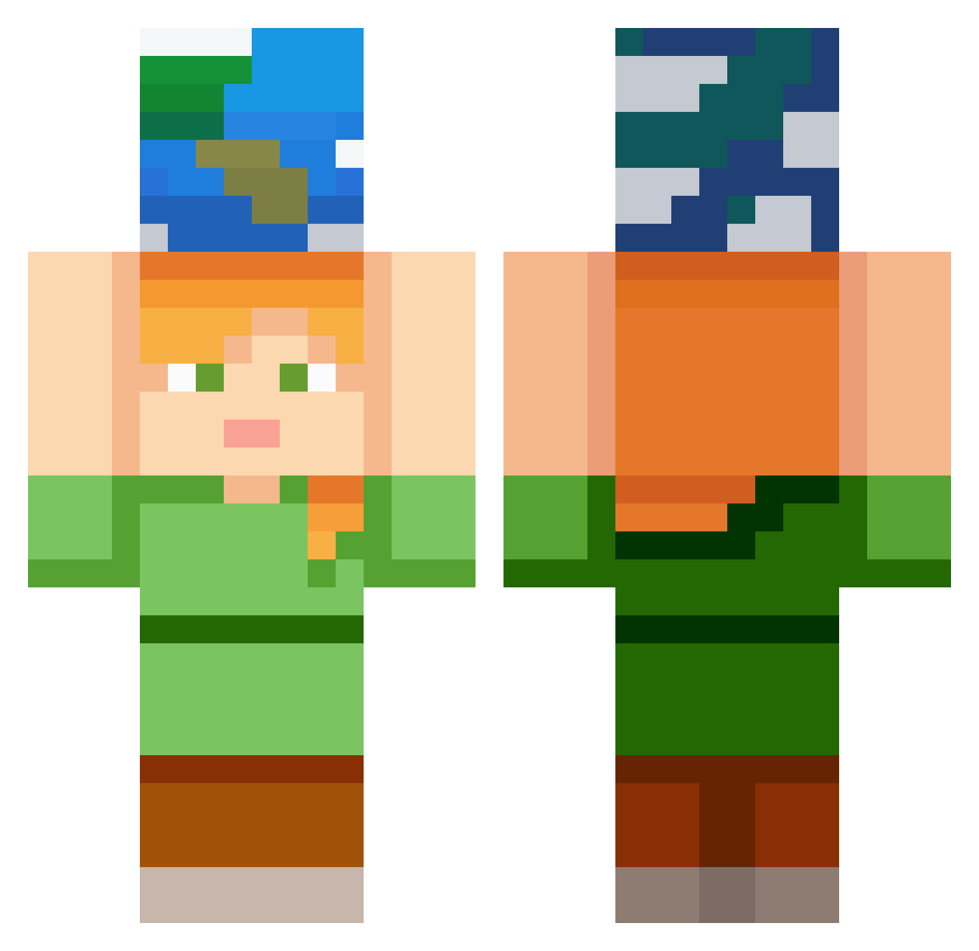 KiweeX Minecraft skin, front and back view