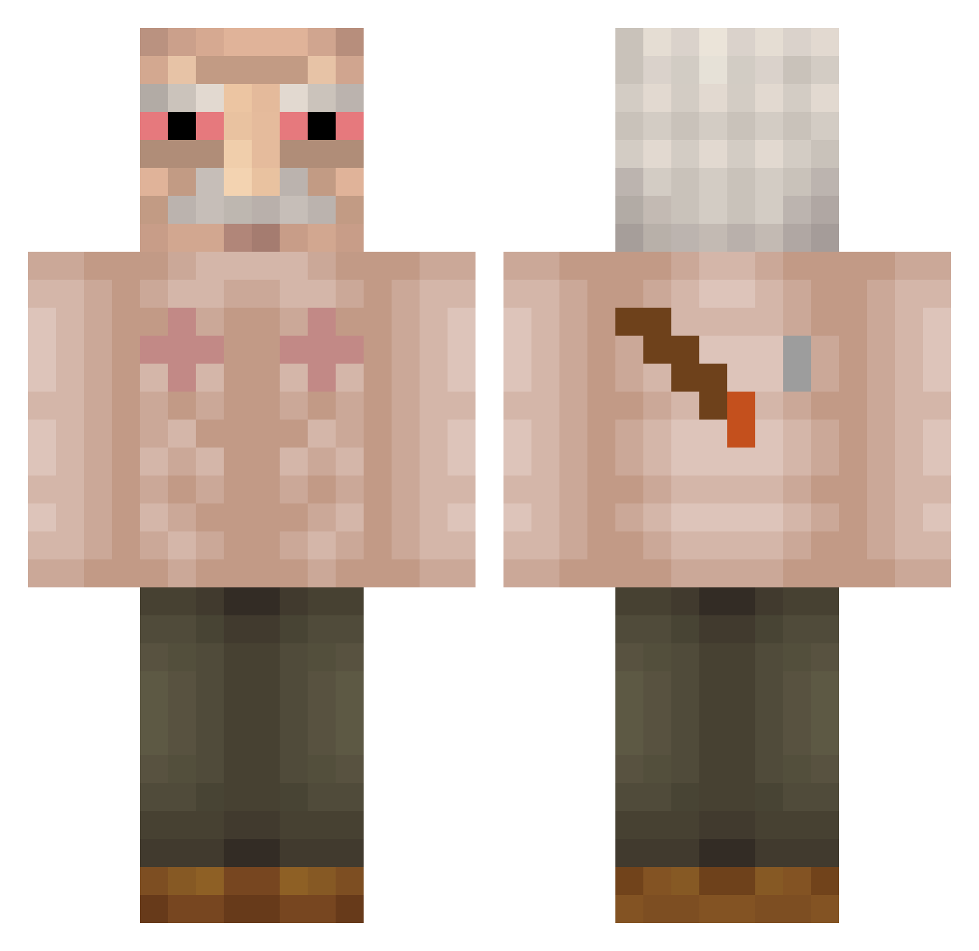 Vacuous Minecraft skin, front and back view
