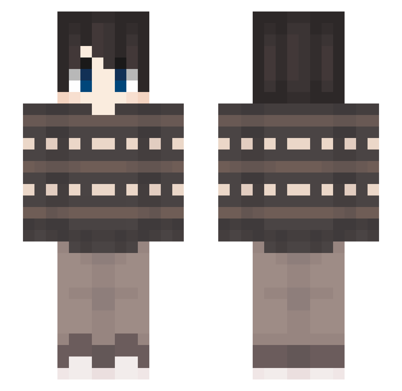 Strikyn Minecraft skin, front and back view