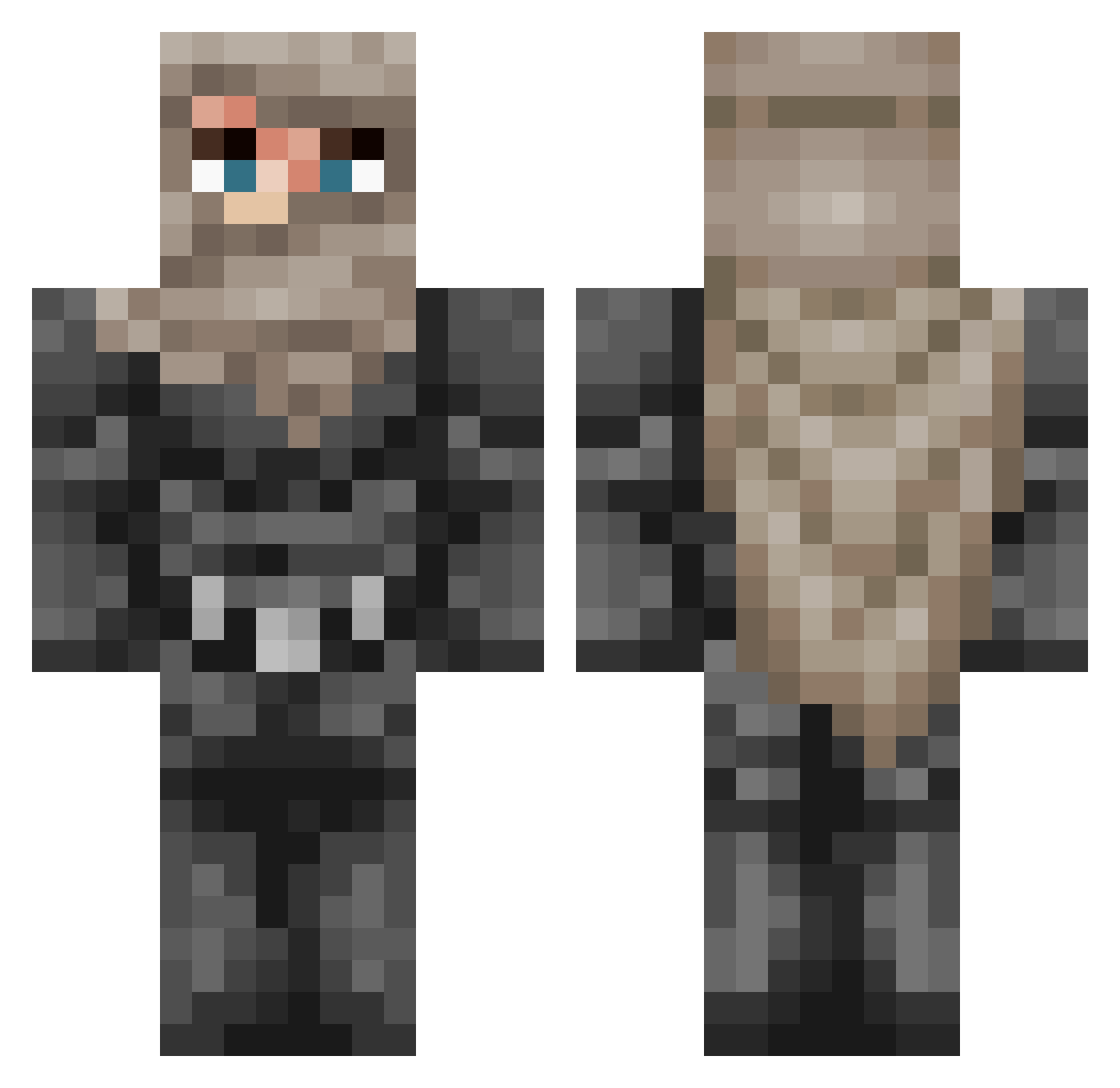 Zachd560 Minecraft skin, front and back view
