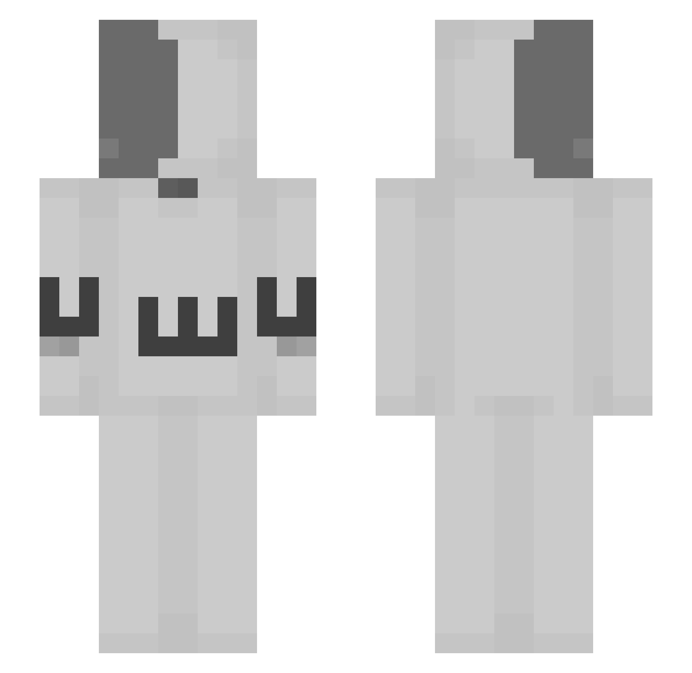 Coucher Minecraft skin, front and back view