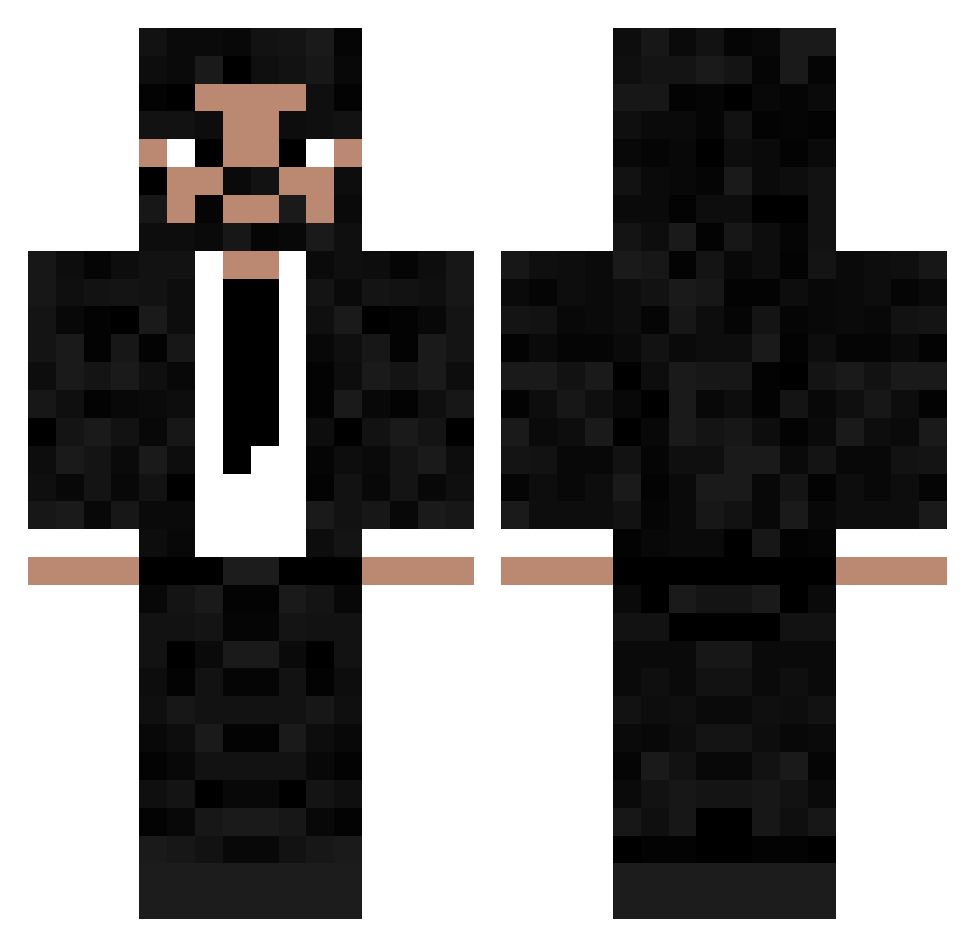 Bassran Minecraft skin, front and back view