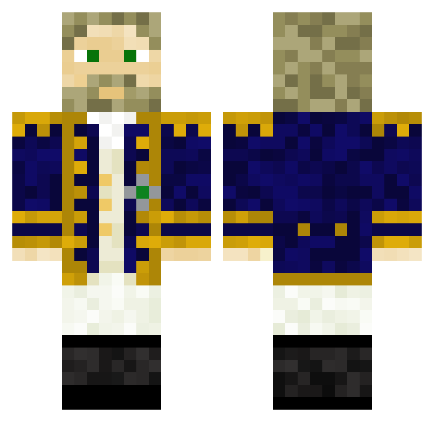 Pjokke2001 Minecraft skin, front and back view