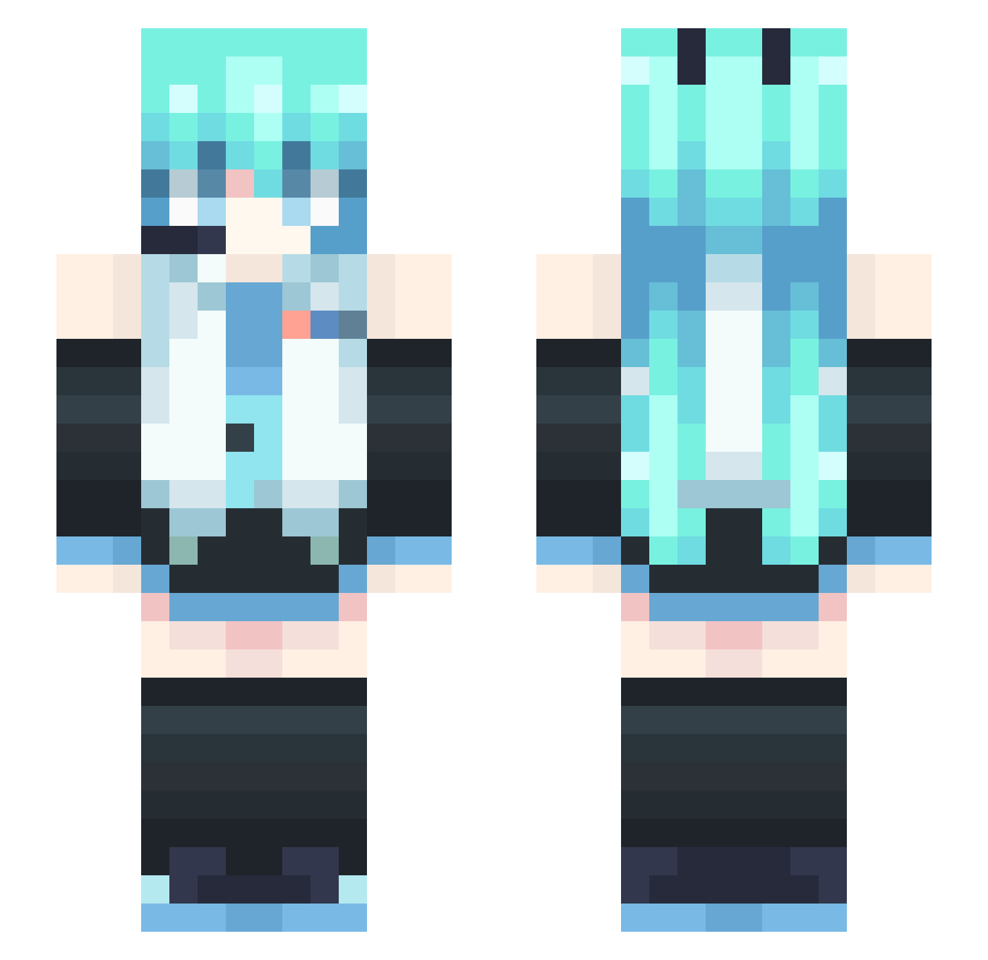 Ra1nbowpony Minecraft skin, front and back view