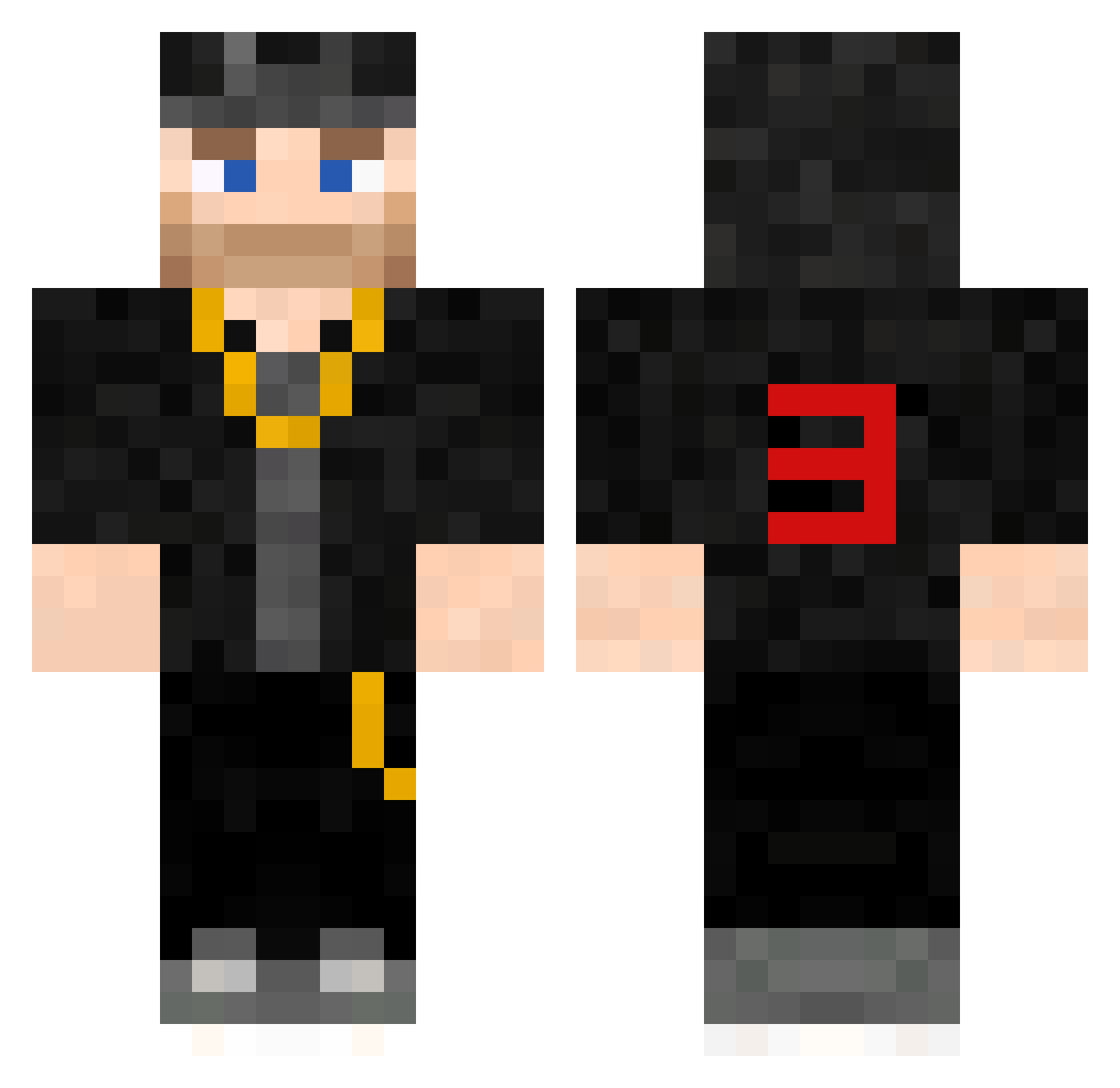 Noamxz Minecraft skin, front and back view
