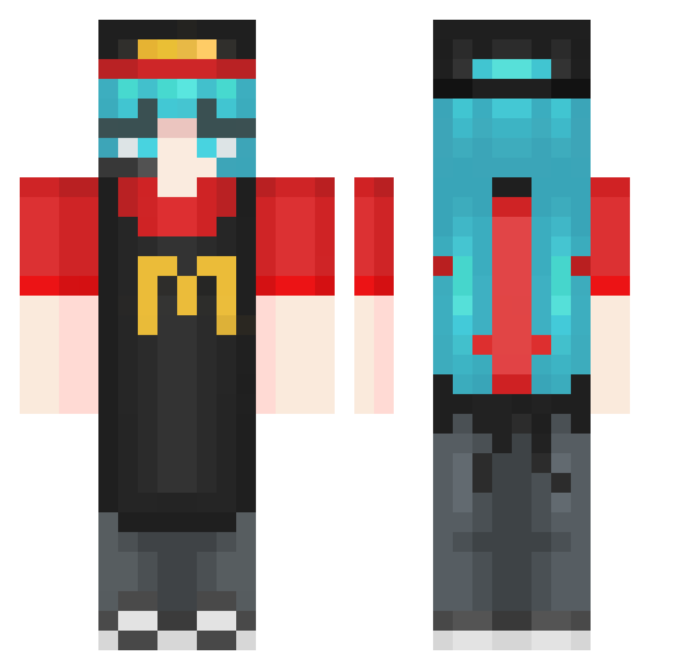 x1n11 Minecraft skin, front and back view