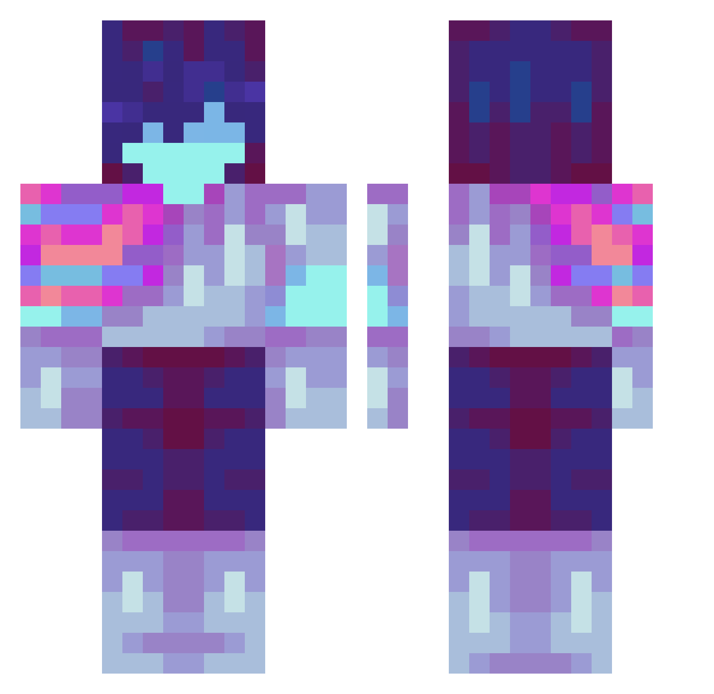 Nomironz Minecraft skin, front and back view