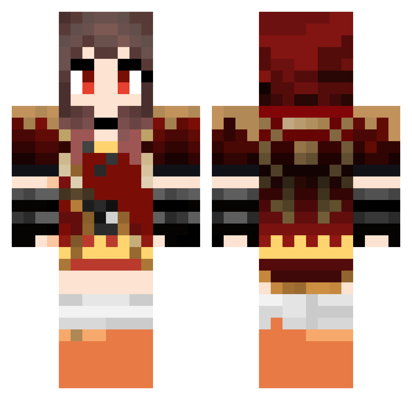 1Dnny Minecraft skin, front and back view