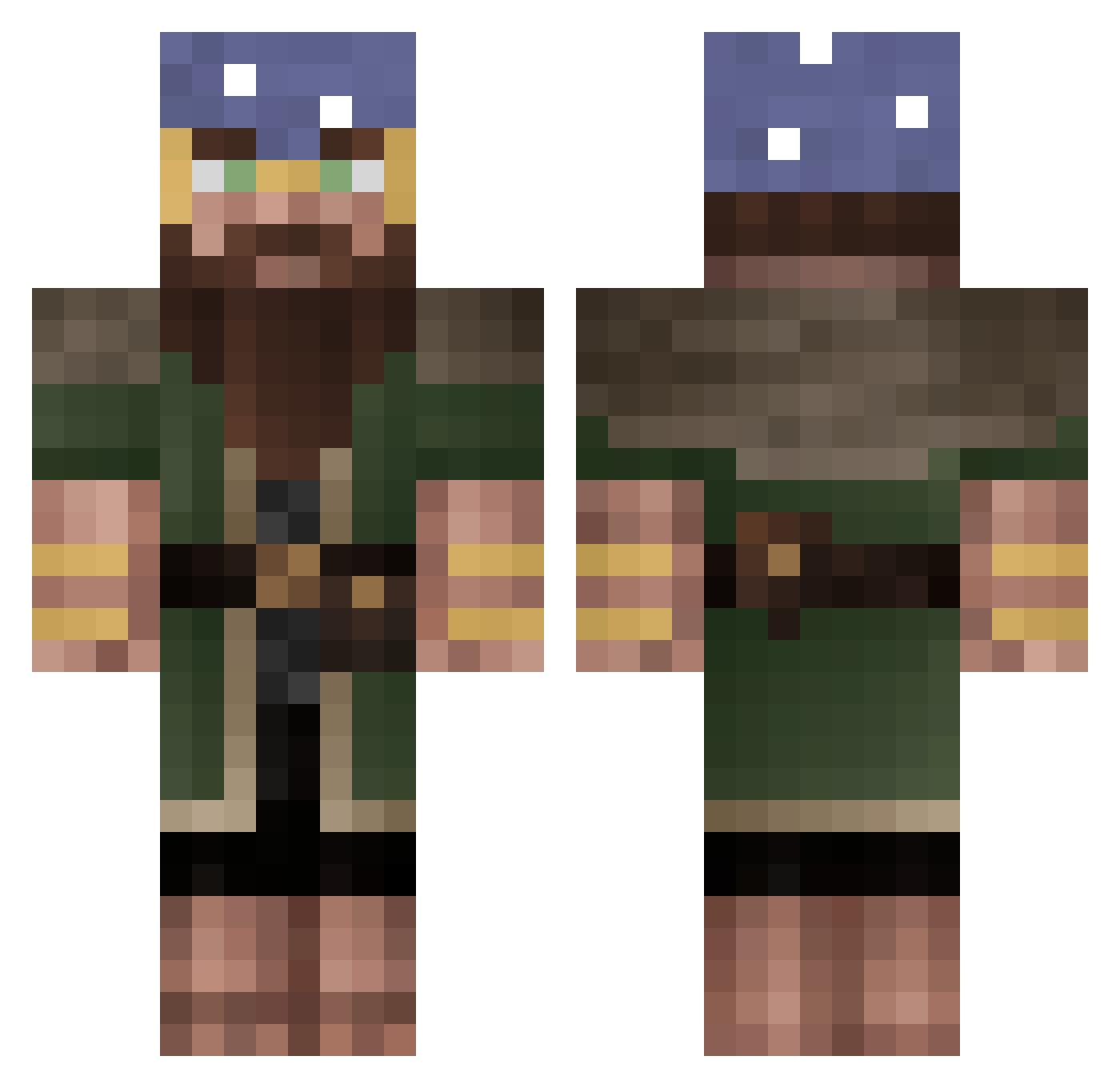 Beardicuss_ Minecraft skin, front and back view