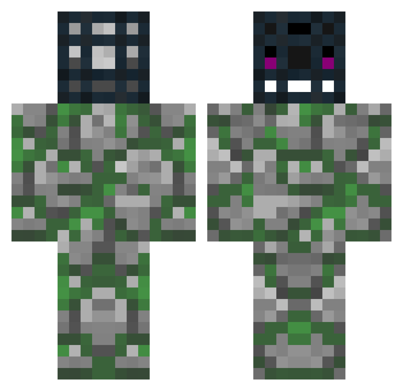 Crows_100 Minecraft skin, front and back view