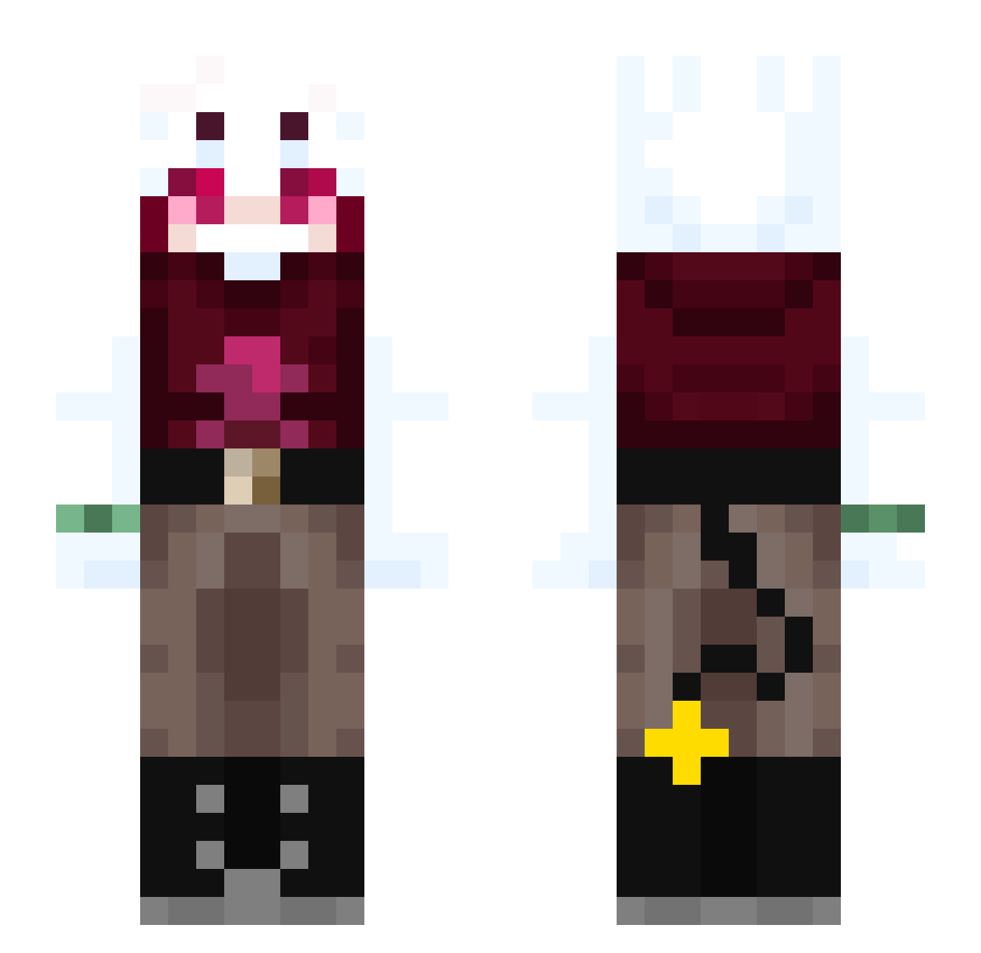 4kio Minecraft skin, front and back view