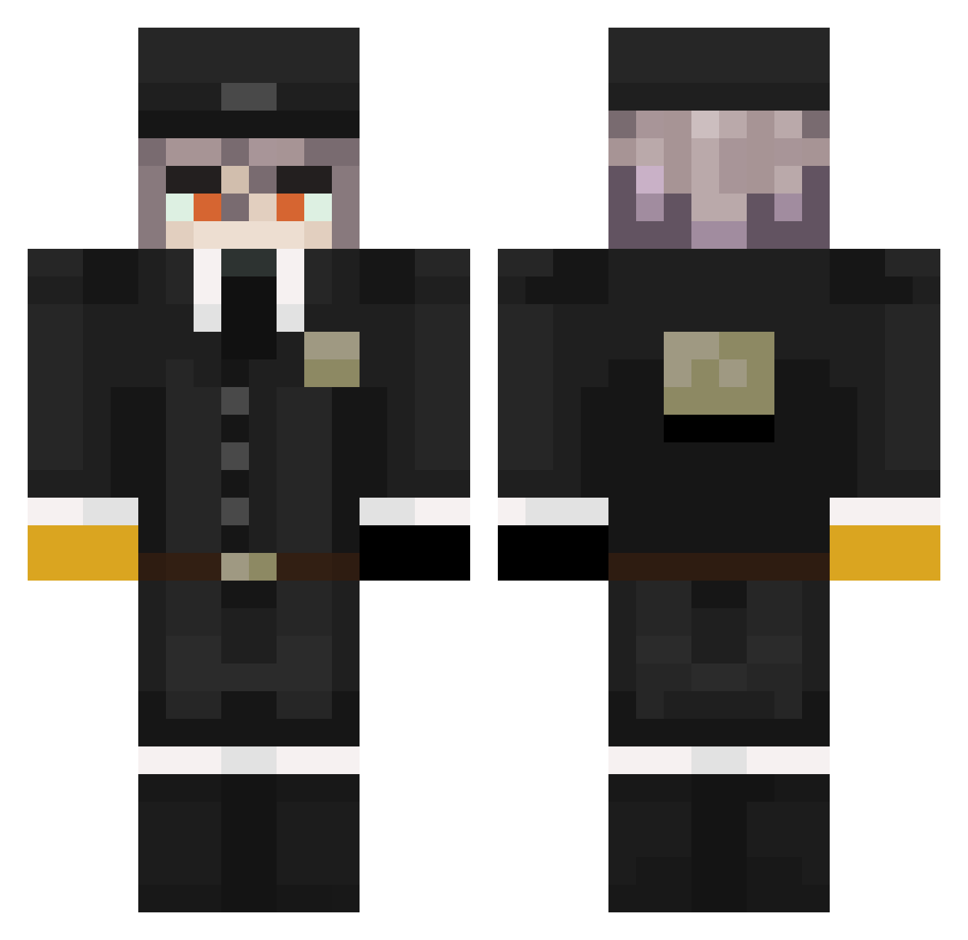 Swedska Minecraft skin, front and back view