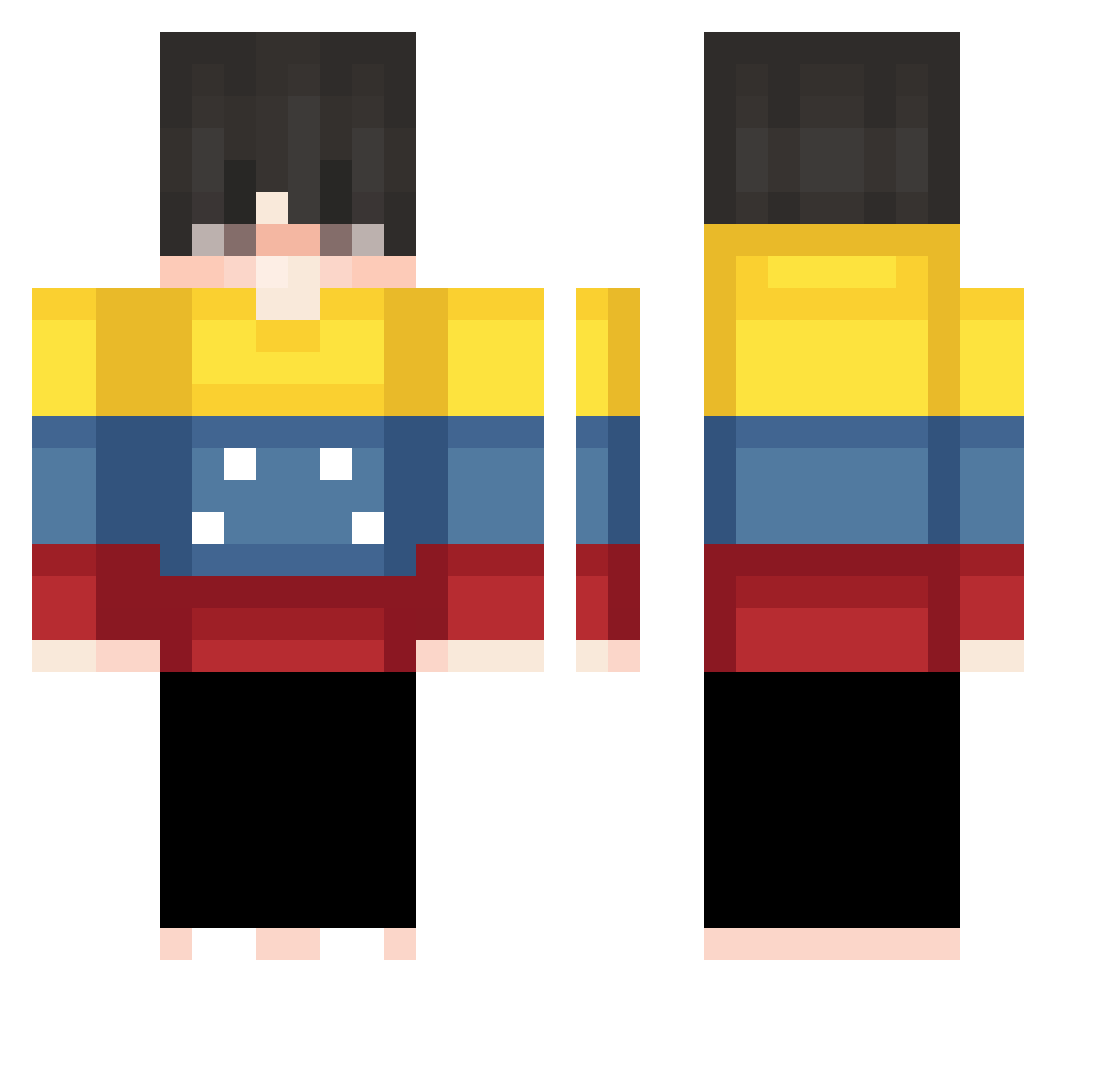 RennyC Minecraft skin, front and back view