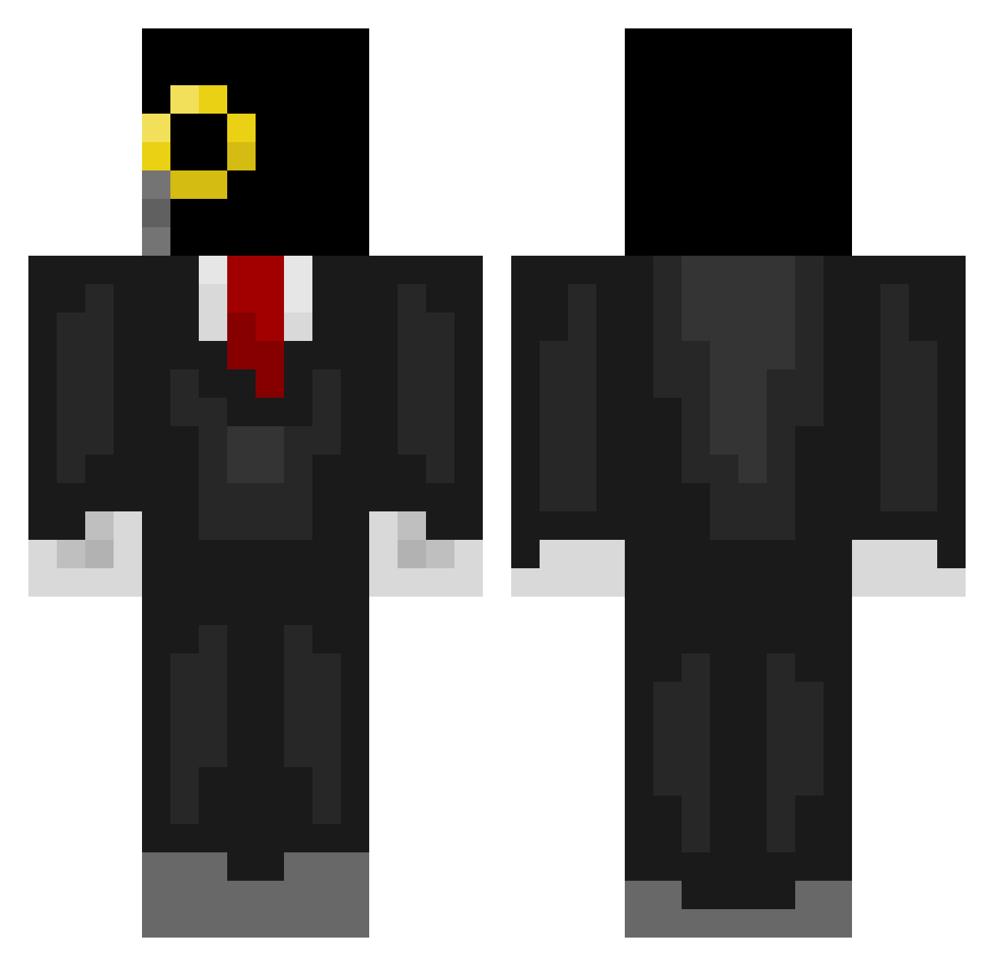 Cuffless Minecraft skin, front and back view