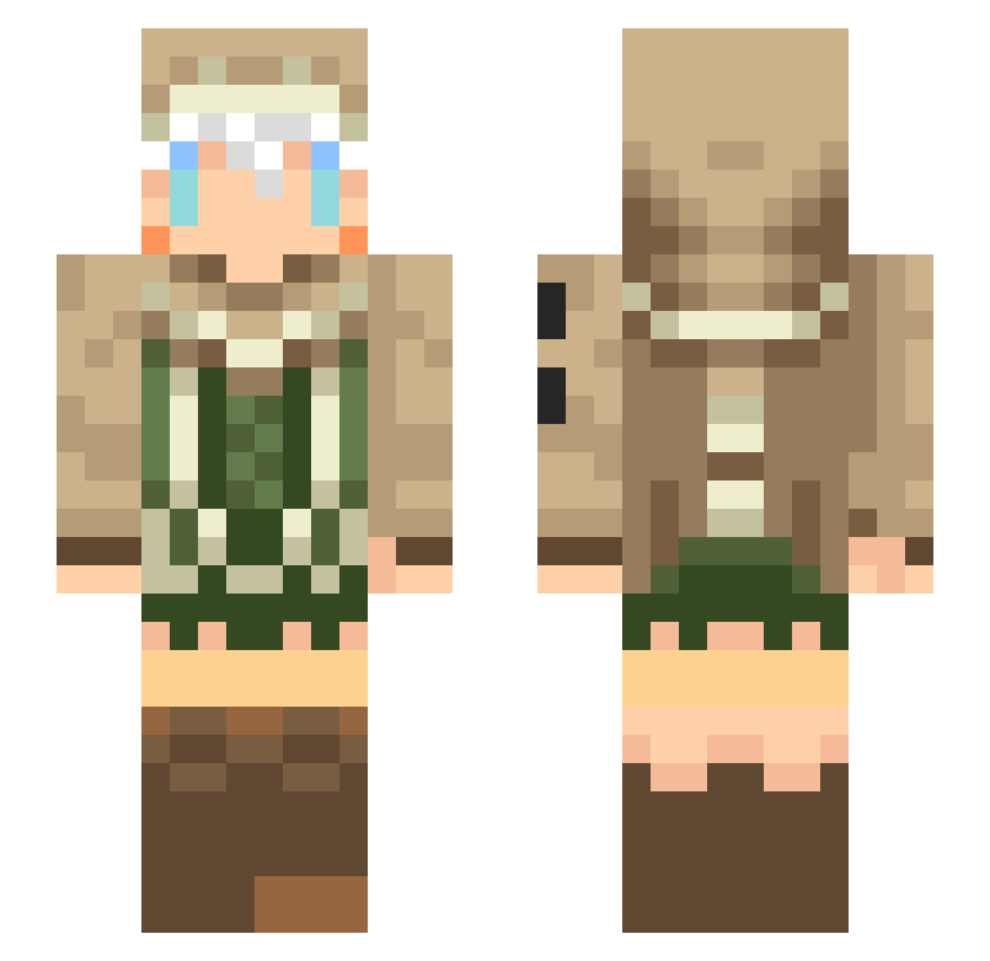 dexiko Minecraft skin, front and back view