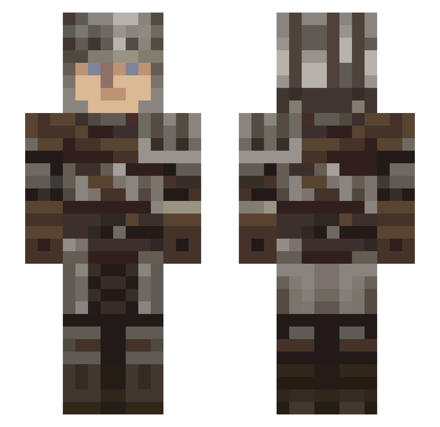 prrish Minecraft skin, front and back view