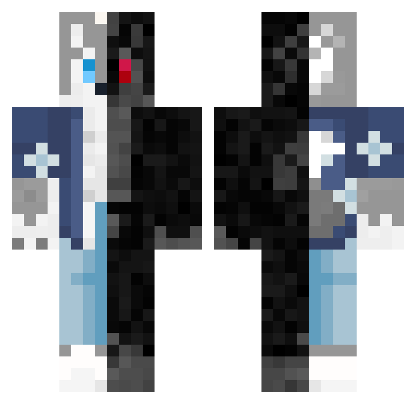 maxorexo Minecraft skin, front and back view