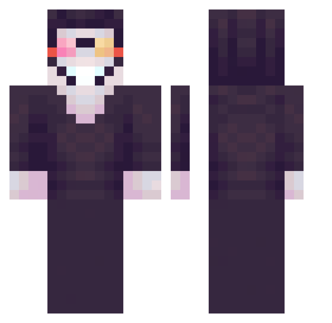 Finnicky Minecraft skin, front and back view
