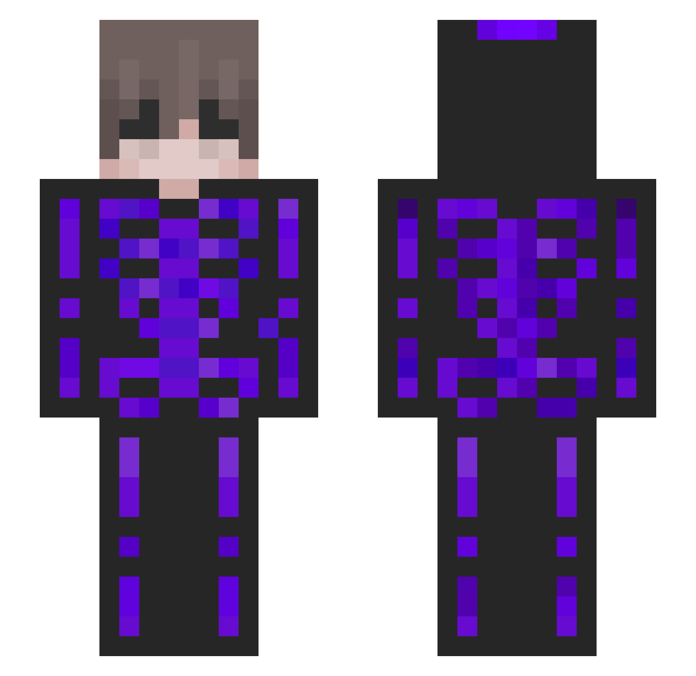 Qreyn Minecraft skin, front and back view