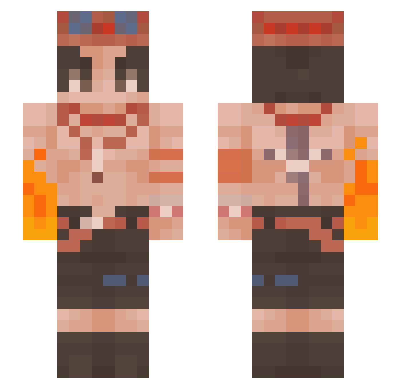 RedMan390 Minecraft skin, front and back view